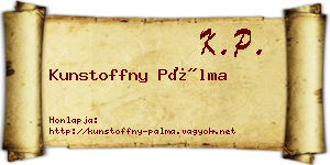 Kunstoffny Pálma névjegykártya